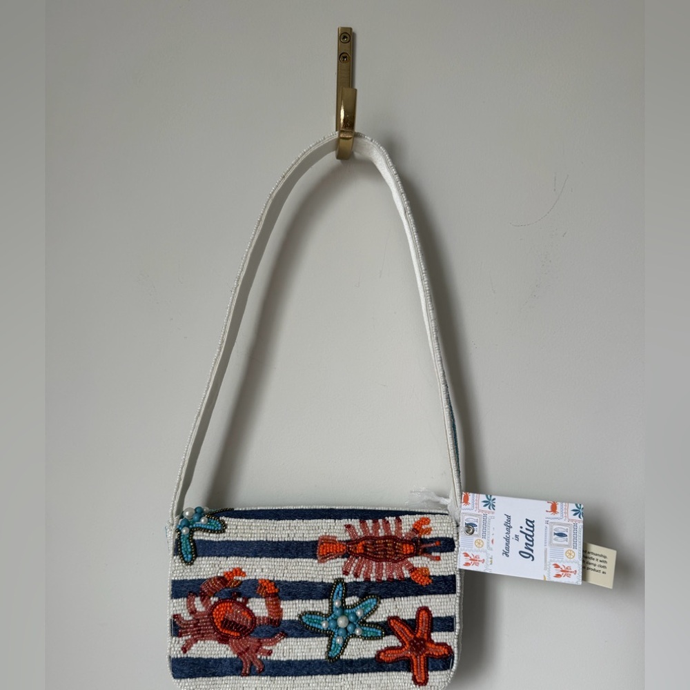 Viral beaded lobster crab starfish striped Shoulder Bag